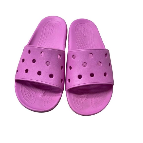 Crocs Classic Slides Men's Size 7 Women’s Size 9 Taffy Pink Unisex Comfort Beach - Picture 1 of 7